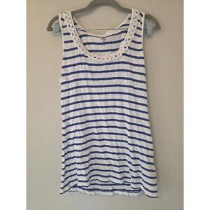 👕 Tommy Hilfiger Striped Tank Top with Crochet Trim (Women’s L)